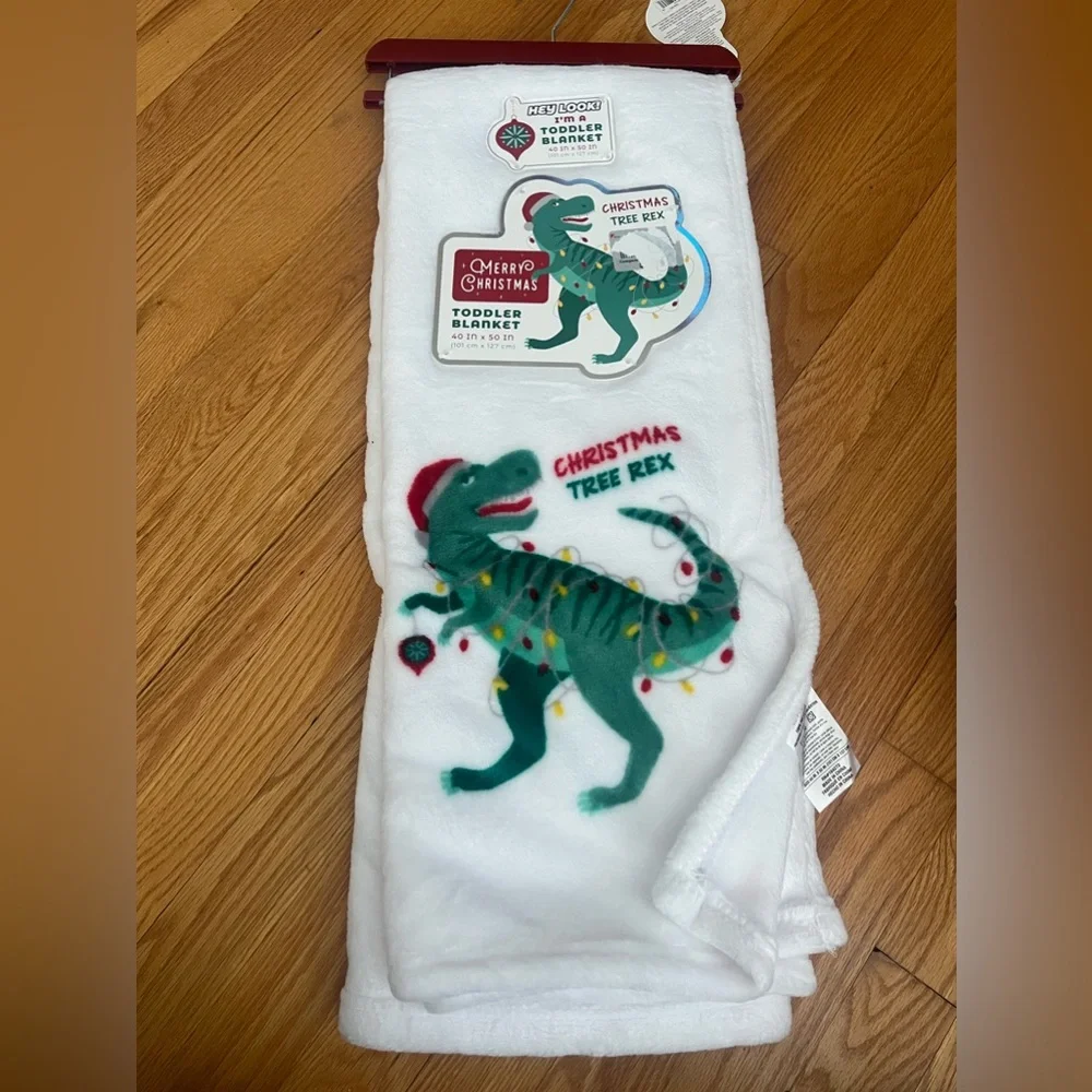 Christmas holiday dinosaur blanket